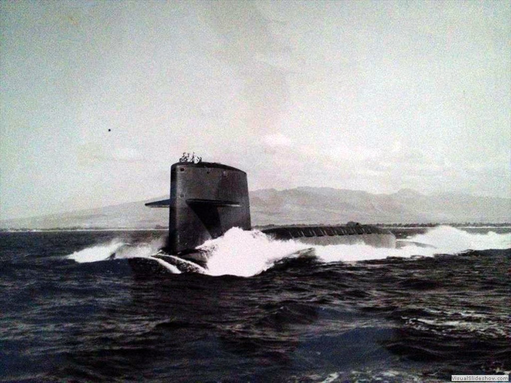 USS George Washington (SSBN-598) 06 May 1975 underway off the coast of Oahu Hawaii