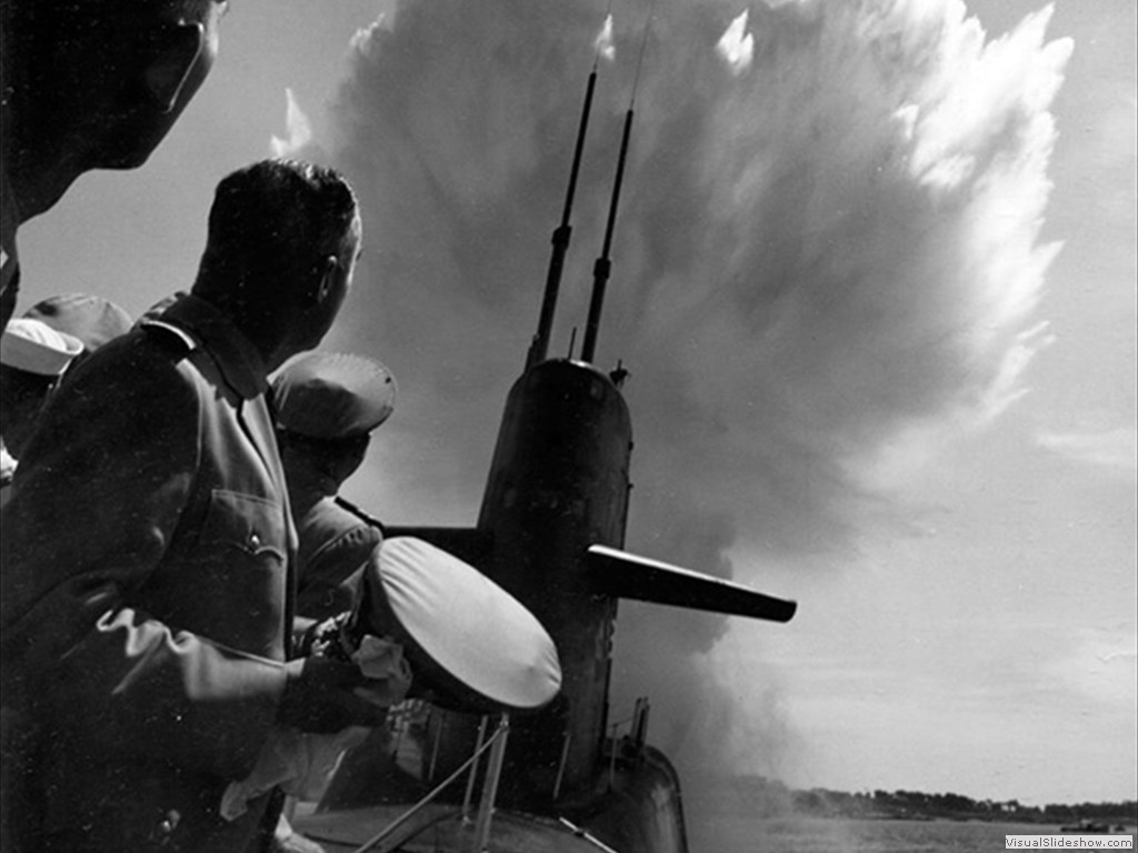 USS George Washington (SSBN-598) testing her missile tubes 1959