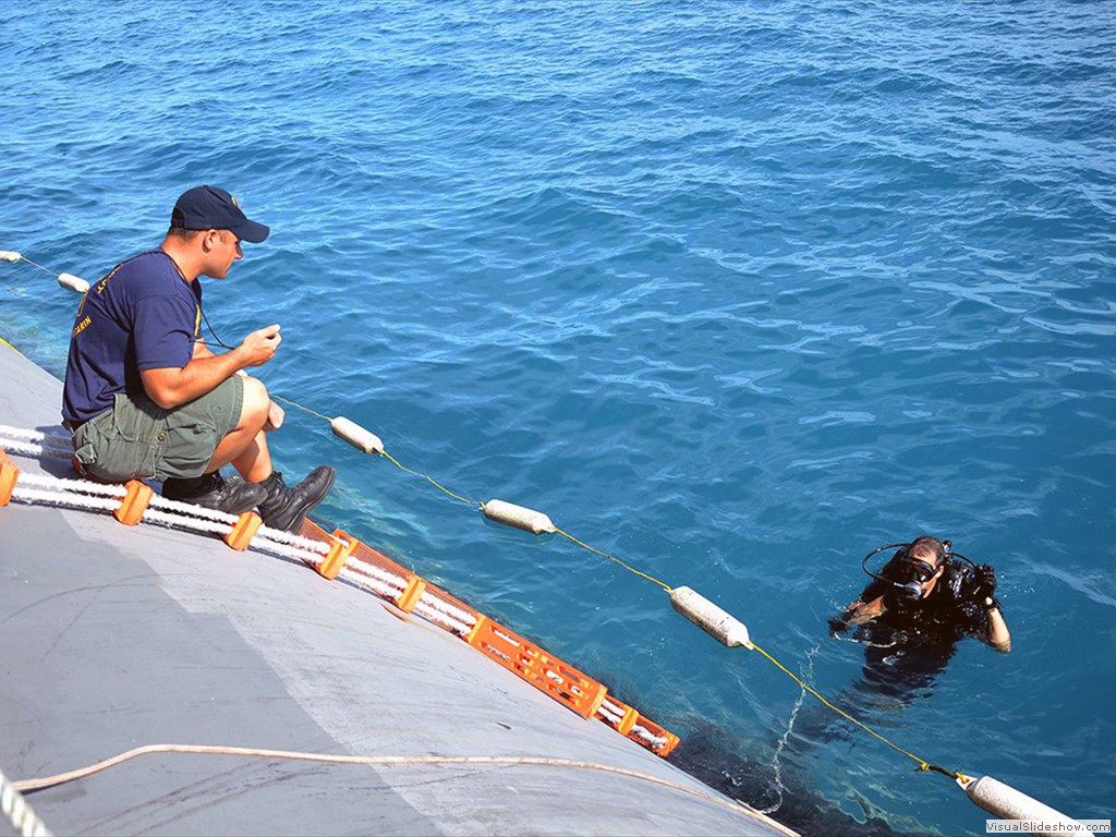 USS Georgia (SSGN-729) during early January, 2014, at Diego Garcia