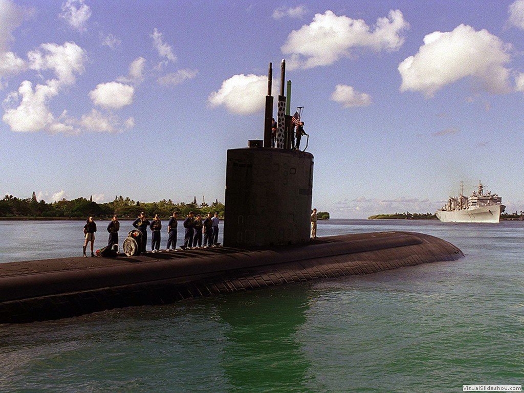 USS Pasadena  (SSN-752) departing Pearl Harbor