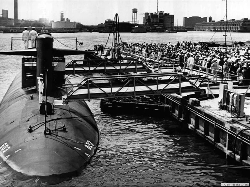 USS Pollack (SSN-603) commissioning 1964 in Camden NJ.