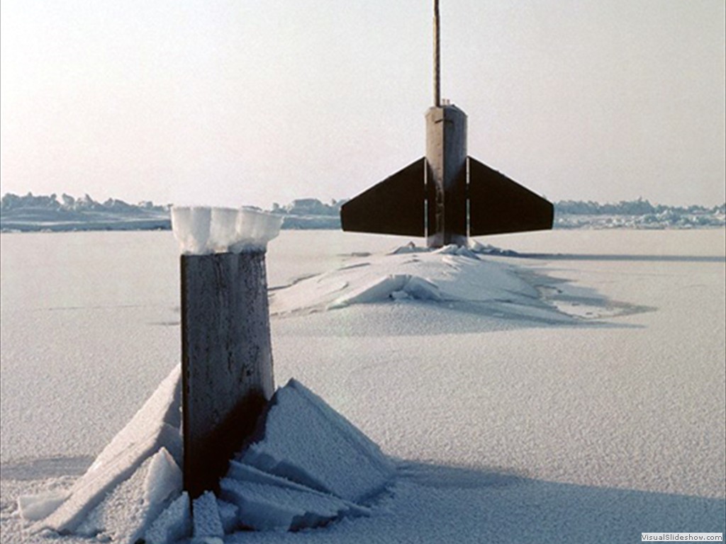 USS Trepang (SSN-674) surfaced through the polar ice cap above the Arctic Circle