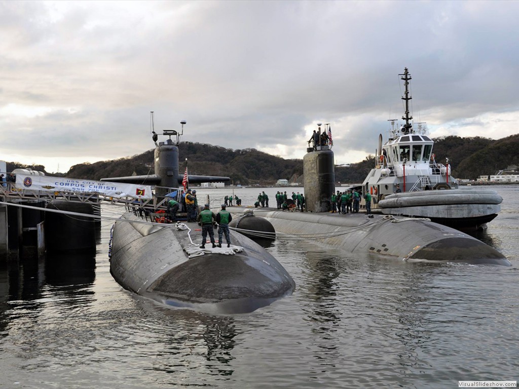 USS Tucson (SSN-770) moors alongside USS City of Corpus Christi (SSN 705)